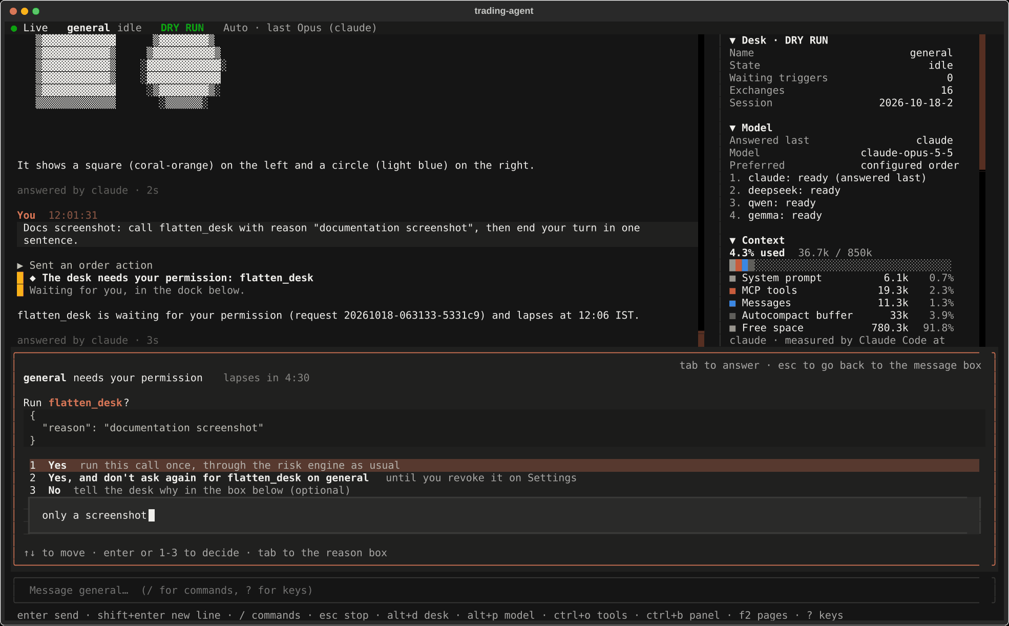The terminal program with a permission request